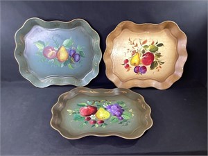 Vintage Metal Serving Trays with Fruit