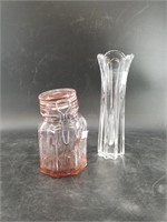 Lot of 2: Crystal vase and a very unusual Lidded M