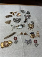 ASSORTED PINS AND BROOCHES