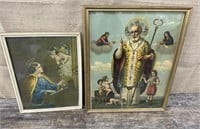 2 framed religious prints