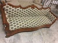 Burled walnut sofa
