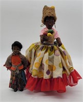 Ethnic Cloth Doll & Plastic Doll w Sleep Eyes