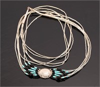 NATIVE AMERICAN STERLING BEADED NECKLACE