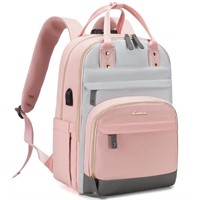 LOVEVOOK Laptop Backpack for Women (Grey-Pink-Grey