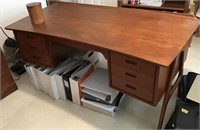 DANISH WOOD DESK AND CONTENTS