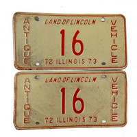 Illinois 1973 AV License Plate Set