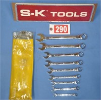 SK USA unused 9-pc metric comb wrench set