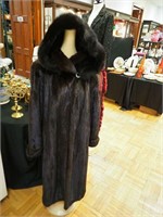 Black Glama full-length mink coat, detachable