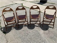 4 Wooden Folding Chairs Vintage