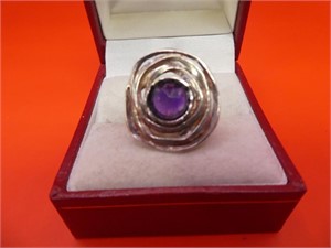 Silver Amethyst Ring Size 8