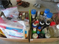 2 boxes of cleaning supplies/suits