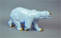 LARGE HEREND FIRST EDITION BLUE FISHNET POLAR BEAR