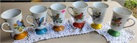 set of vintage bird cups