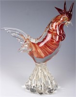 MURANO GLASS 9" TALL ROOSTER SCULPTURE