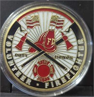 Volunteer firefighter challenge coin