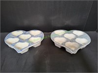 (2) Stoneware Heart Shaped Muffin Pans