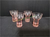 (4) Pink Depression Cocktail Glasses