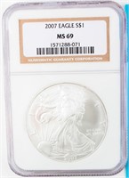 Coin 2007 Silver Eagle $1 Coin NGC MS69