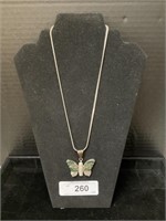 .925 Silver Necklace, .950 Silver Butterfly