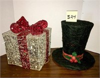 Lg. Frosty Tree topper Hat & Light-up Gift Box