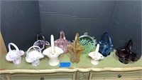 Glass baskets: carnival glass and more