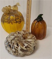 3 beautiful art glass pumpkins