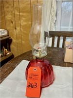 Red Depression Glass Oil Lamp