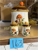 MUSHROOM COOKIE JAR W/ SALT AND PEPPER SHAKERS