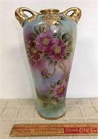 NIPPON HAND PAINTED VASE - 9" HIGH