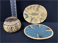Group of Handmade Art Baskets and More