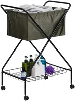 Foldable Laundry Cart with Wheels  Army Green