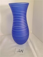 10 inch signed blue art glass