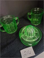 lot of green depression glass
