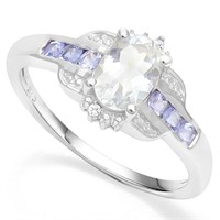 Aquamarine and Tanzanite Ring in Sterling Silver