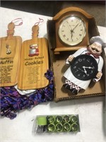 BOX KITCHEN DECOR & CLOCK & COOKIE CUTTERS