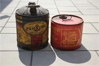2 pcs Vintage Gas / Oil Cans