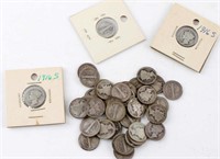 45 $4.50 FACE ALL1916 DATED MERCURY DIME COIN LOT