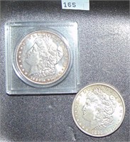 1889, 1891 Morgan Dollars MS, AU.