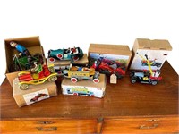 6 X BOXED TIN CAR AND MOTORCYCLE TOYS