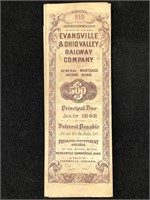 1919 Evansville & Ohio Railway Mortage Bond $500