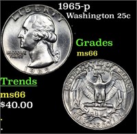 1965-p Washington Quarter 25c Grades GEM+ Unc