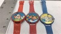 D3) THREE KIDS CHARACTER PILL PUZZLE WATCHES
