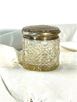 Antique Cut Crystal Jar with Sterling Silver Top