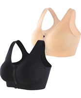 $52-SIZE S 2 PACK SPORTS BRA POST-SURGERY BRA ZIP