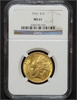 1926 $10 Indian Gold Eagle NGC MS61 Nice
