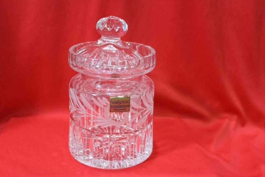 A Varsovia Crystal Cut Glass Jar