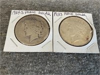 1923 and 1924-S Peace Dollars w/ Enameled Flowers