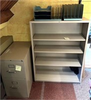 Metal Office Bokcase & 2-Drawer File Cabinet