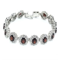 Silver Certified Garnet Cz(36.35ct) Bracelet