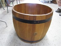 Wood Barrel Planter. 20"tall x 24"